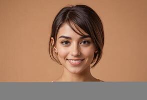 ai generado elegante joven mujer sonriente foto