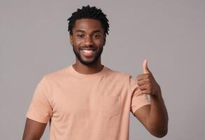 AI Generated Casual Man Showing Thumbs Up photo