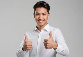 AI Generated Confident Man Double Thumbs Up photo