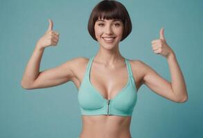 AI Generated Fit Woman with Positive Gesture photo