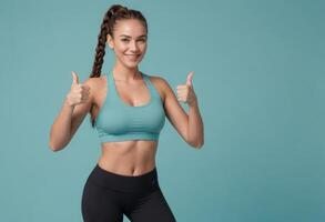 AI Generated Active Woman with Enthusiastic Approval photo