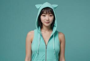 AI Generated Playful Hooded Top Woman photo