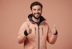 AI Generated Man in Jacket Showing Approval photo