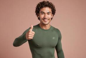 AI Generated Friendly Man with Confident Thumbs Up photo