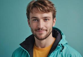 AI Generated Man in Winter Attire Smiling photo