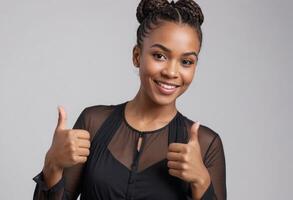 AI Generated Positive Woman with Thumbs Up photo