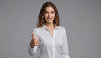 AI Generated Professional Woman with Thumbs Up photo