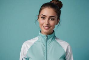 AI Generated Sporty Woman in Zip Jacket photo