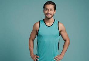 AI Generated Teal Tank Top Fitness photo