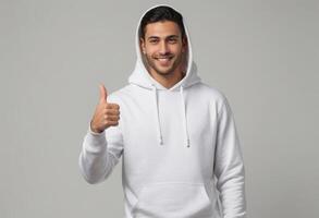 AI Generated Casual White Hoodie Approval photo