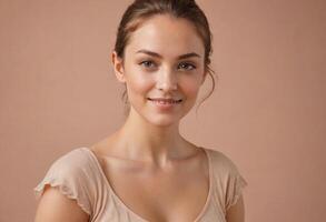 AI Generated Graceful Young Woman with a Gentle Smile photo