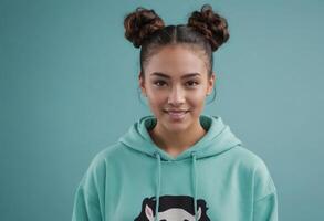 AI Generated Casual Hoodie Young Woman photo