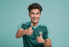 AI Generated Happy Man with Casual Approval photo