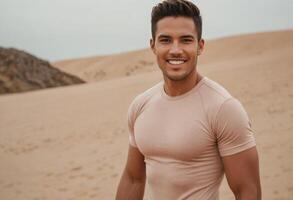 AI Generated Man in Desert Setting photo