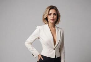 AI Generated A businesswoman in a white blazer photo
