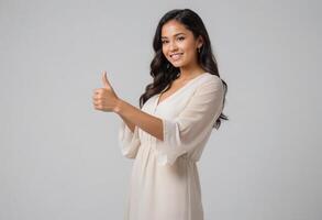 AI Generated Chic Woman Giving Thumbs Up photo