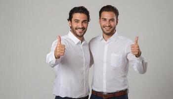 AI Generated Two Men with Thumbs Up photo