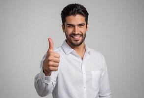 AI Generated Confident Man Giving Thumbs Up photo