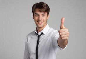 AI Generated Happy Businessman Thumbs Up photo