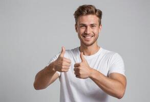 AI Generated Smiling Guy Positive Gesture photo