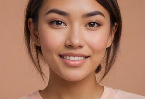AI Generated Portrait of a Smiling Young Woman photo