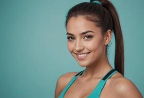AI Generated Fit Woman with Confident Smile photo