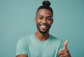 AI Generated Happy Man Showing Approval Gesture photo