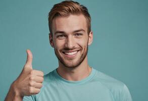 AI Generated Happy Young Man Positive Gesture photo