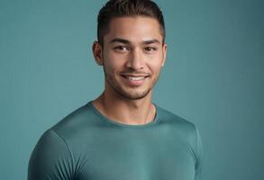 AI Generated Friendly Man in Casual Tee photo