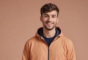 AI Generated Man in Orange Windbreaker photo