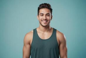 AI Generated Cheerful Man in Tank Top photo