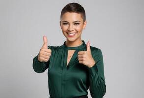 AI Generated Happy Woman Showing Approval photo