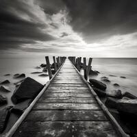 AI generated Beach black and white beautiful background beautiful image photo