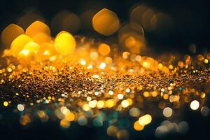 AI generated Sparkling Gold Glitter Bokeh Captivating Background Texture . created with Generative AI photo