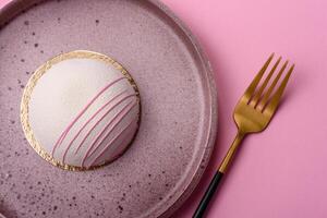 delicioso dulce vistoso mochi postres o hielo crema con arroz masa y coberturas foto