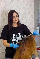 pretty young woman in beauty salon photo