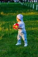 small boy playing in the park photo