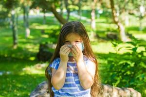 pretty little girl in the nature, girl in summer photo