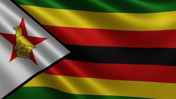 zimbabuense bandeira tremulando dentro a vento fechar-se, a nacional bandeira do Zimbábue video