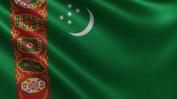 The Turkmenistan flag flutters in the wind close-up, the national flag of video