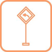 Left Turn Ahead Vector Icon