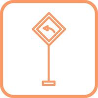 Left Turn Ahead Vector Icon