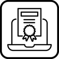 icono de vector de certificado en línea