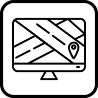 mapa en el icono de vector de monitor