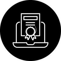 icono de vector de certificado en línea