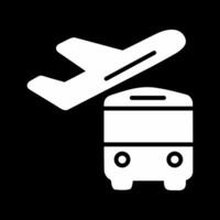 autobús en el icono de vector de aeropuerto