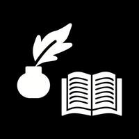 pluma y libro vector icono