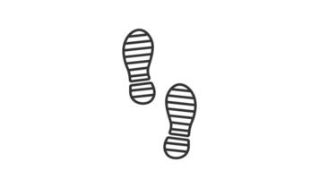 Animated footsteps line icon.  walking animation. shoes pad animation. Loop HD video. transparent background. Outline motion graphic animation video