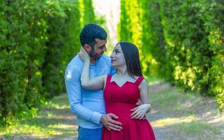 romantic couple in the garden, couple in the nature photo