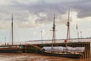 An old ship in the port photo